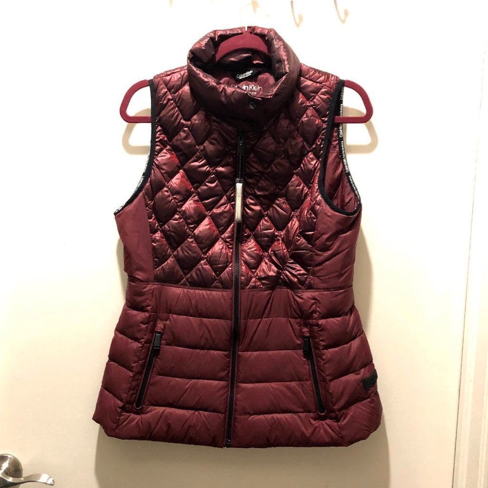 Burgundy Calvin Klein vest with real down